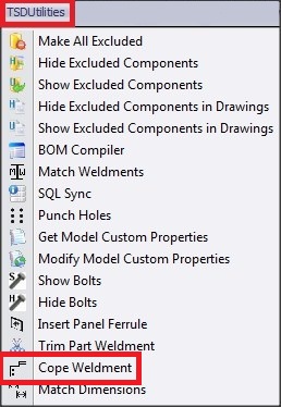 TSD UTILITIES TOOLBAR - cope weldment